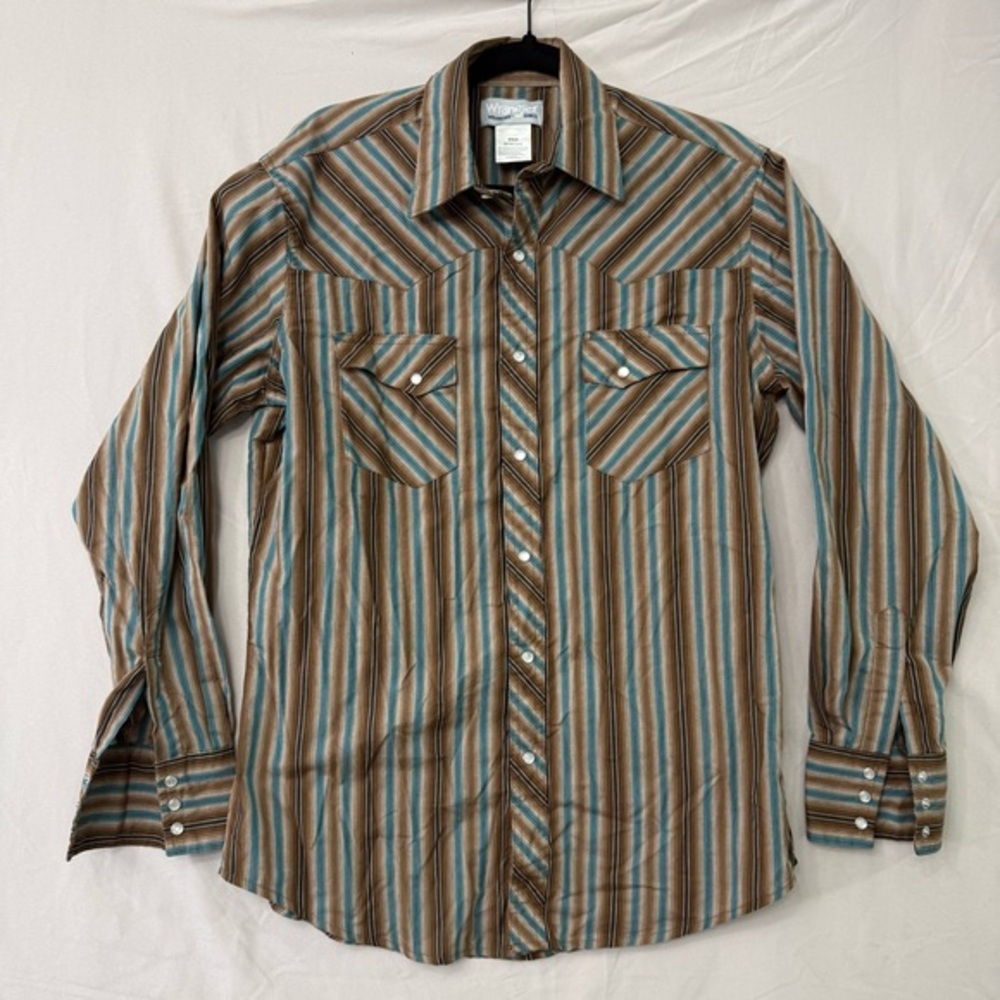 Wrangler Wrancher Men's Long Sleeve Pearl Snap Button Down‎ Size Medium